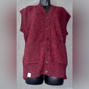 Vtg Royal Knight Wool Blend Sweater Vest Sleeveless Cardigan Men's XL USA Union